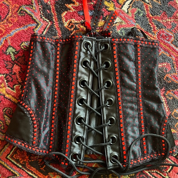 NWT Living dead souls, black and red corset/waist trainer/romanticism/punk - Picture 7 of 16